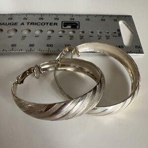 Silver Tone Hoop Clasp Earrings